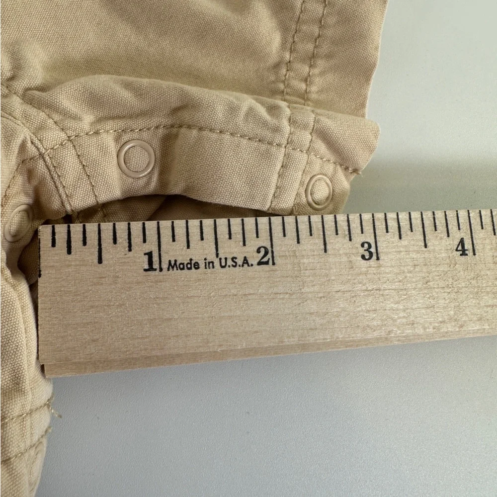VTG Gymboree Monkey Pocket Pal‎ Tan Khaki Shorts Shortalls Overalls 6-9 months
